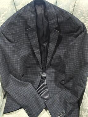 Topman Navy and Light Blue Windowpane Sport Coat Blazer Sz 38R NWOT